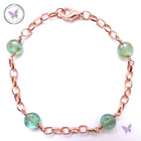 Green Apatite Coin & Copper Chain Bracelet